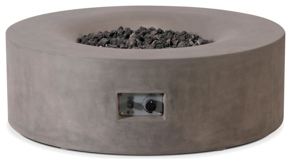 Pyromania Avalon Concrete Round Fire Table, 42", Slate, Natural Gas