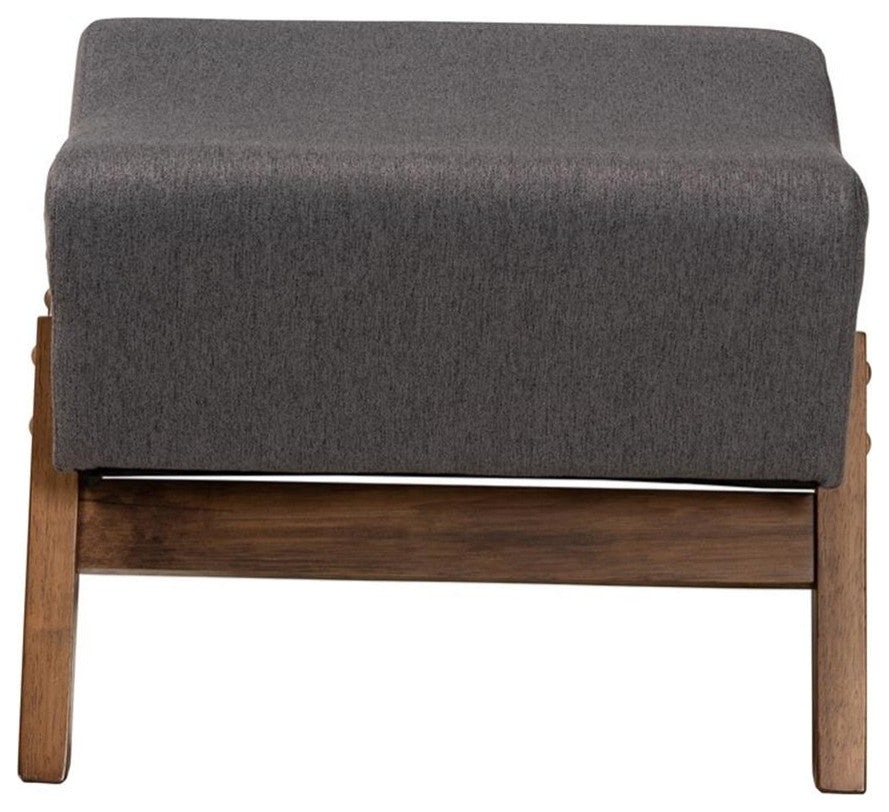 Baxton Studio Hanson Dark Gray Fabric and Walnut Brown Finished Wood Ottoman