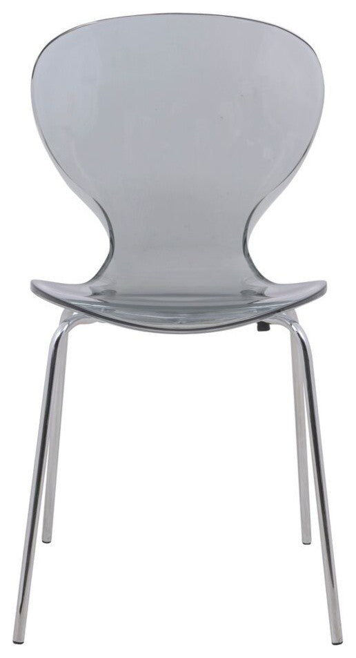 Stackable Transparent Dining Chair with Chrome Legs for Indoor and Outdoor, Black