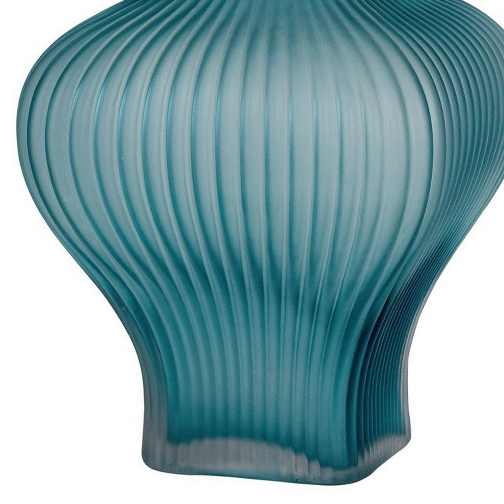 Benzara BM282150 26" Accent Table Lamp, Unique Tapered Glass Base, Aqua Blue