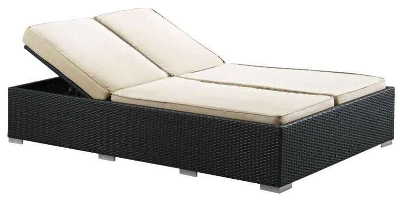 Evince Double Outdoor Patio Chaise, Espresso White