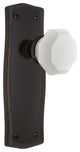 Prairie Plate Privacy Waldorf White Milk Glass Knob, Timeless Bronze