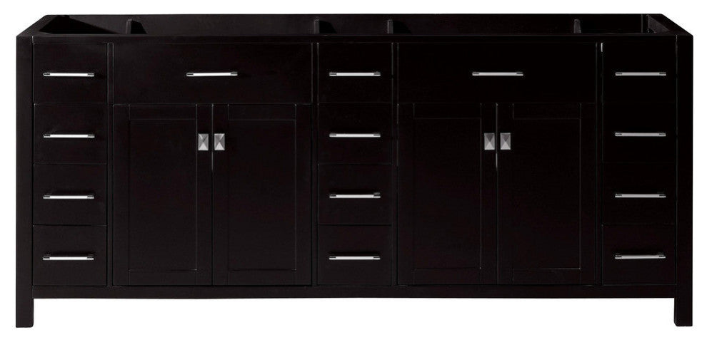 Caroline Parkway 78" Double Bathroom Vanity Cabinet, Espresso