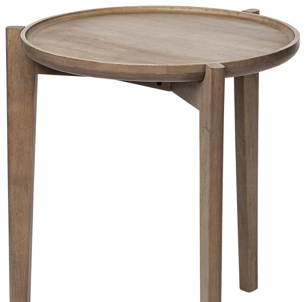 24" Brown Round End Table