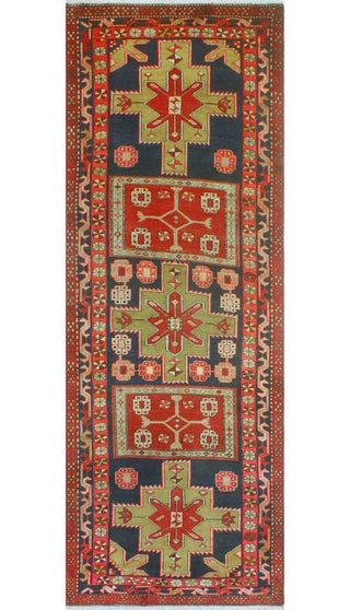 Fine Vintage Distressed CouLight er Navy/Rust Runner, 3'7x9'10