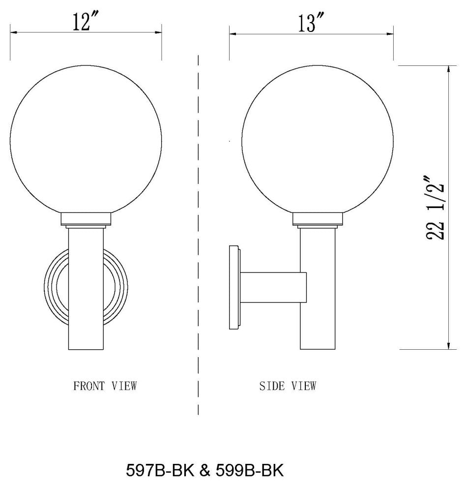 Zlite 599B-BK 1-Light Outdoor Wall Sconce, Clear Seedy