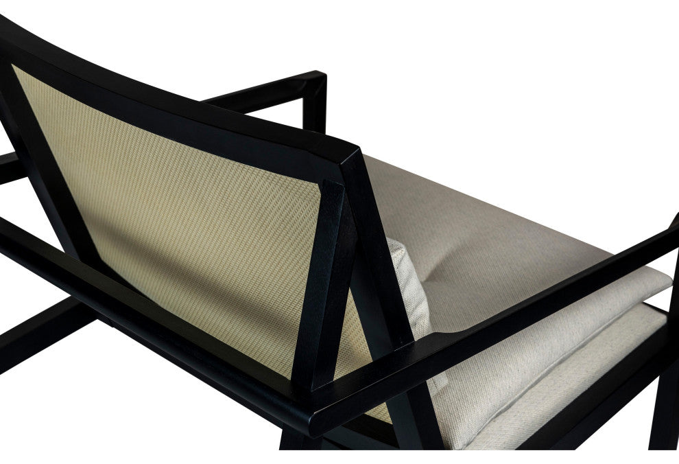 Modern Brazilian, Barra, Cane Lounge Chair, Black/Natural/Chalk