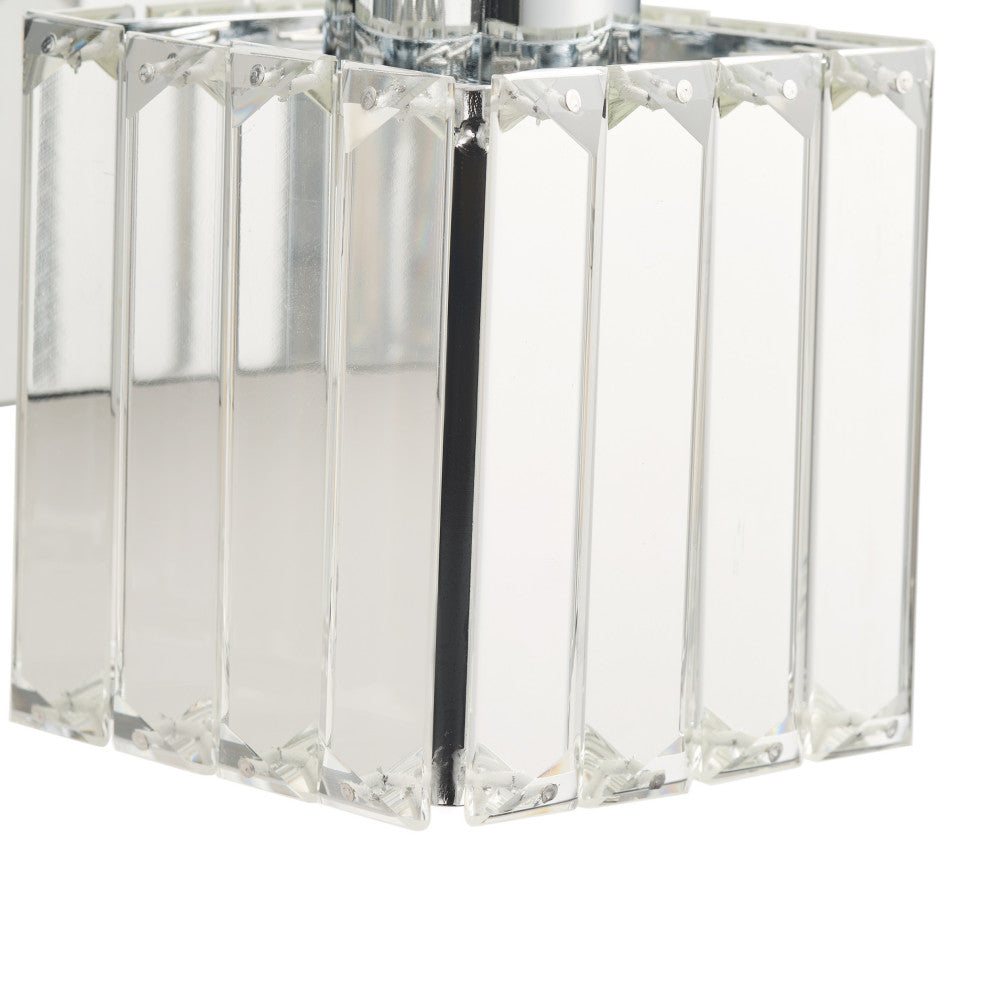Polished Chrome 4-Light Textured Crystal Bathroom Vanity Light