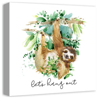 Let's Hang Out Sloth 16x16 Canvas Wall Art