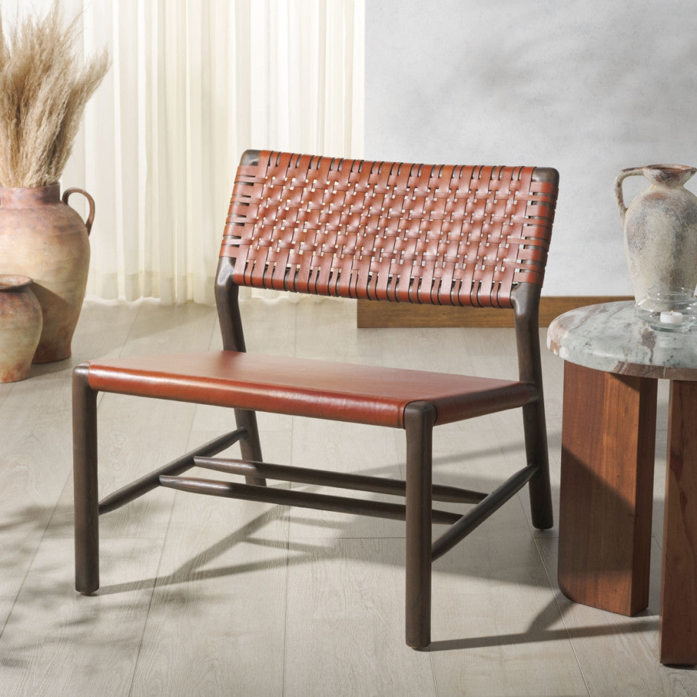 Safavieh Couture Valdina Woven Leather Acccent, Brown/Walnut