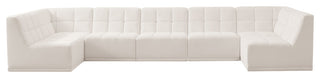 Relax Velvet Upholstered 7-Piece U-Shaped Modular Sectional, Cream
