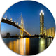 Lit-Up Bhumibol Bridge At Dusk, Cityscape Round Wall Art, 11"