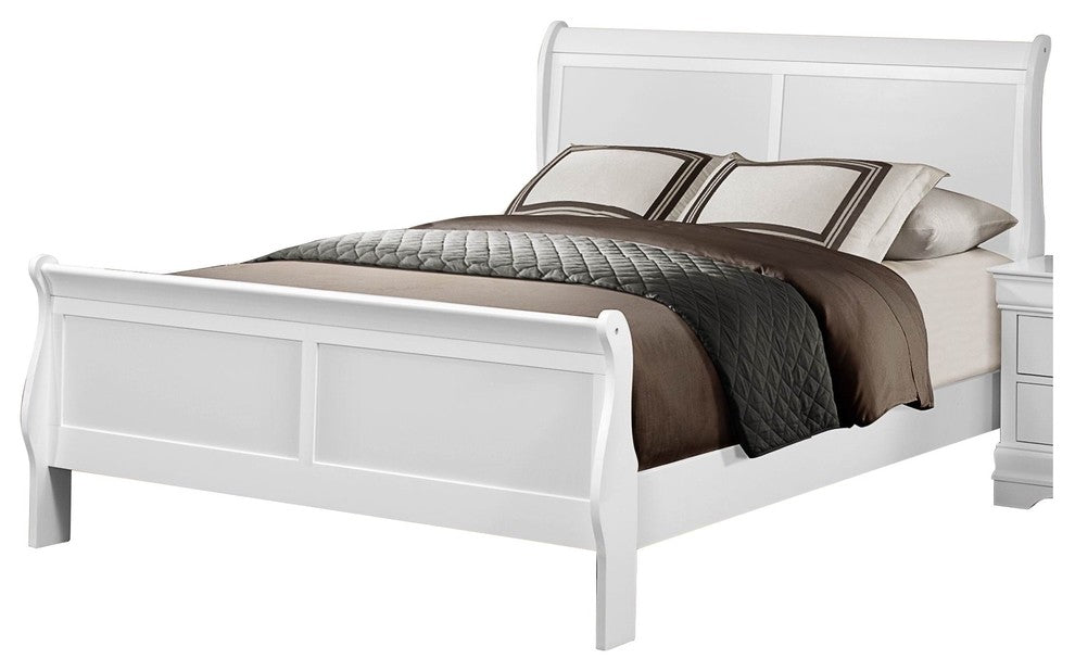 Modern Louis Philippe Queen Sleigh Bed, White