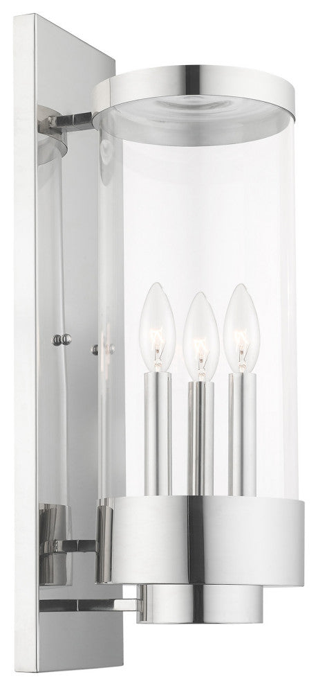 Livex Lighting Hillcrest 3 Light Polished Chrome Large Outdoor Wall Lantern