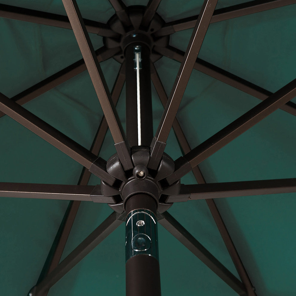 WestinTrends 9Ft Outdoor Patio Table Umbrella with Plastic Fillable Base, Dark Green