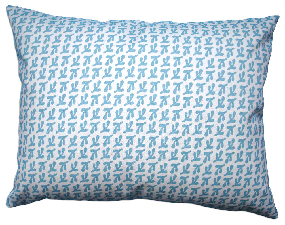 "Bird's Feet" Hand-Printed Canvas Pillow, Coastal Blue, 14x18
