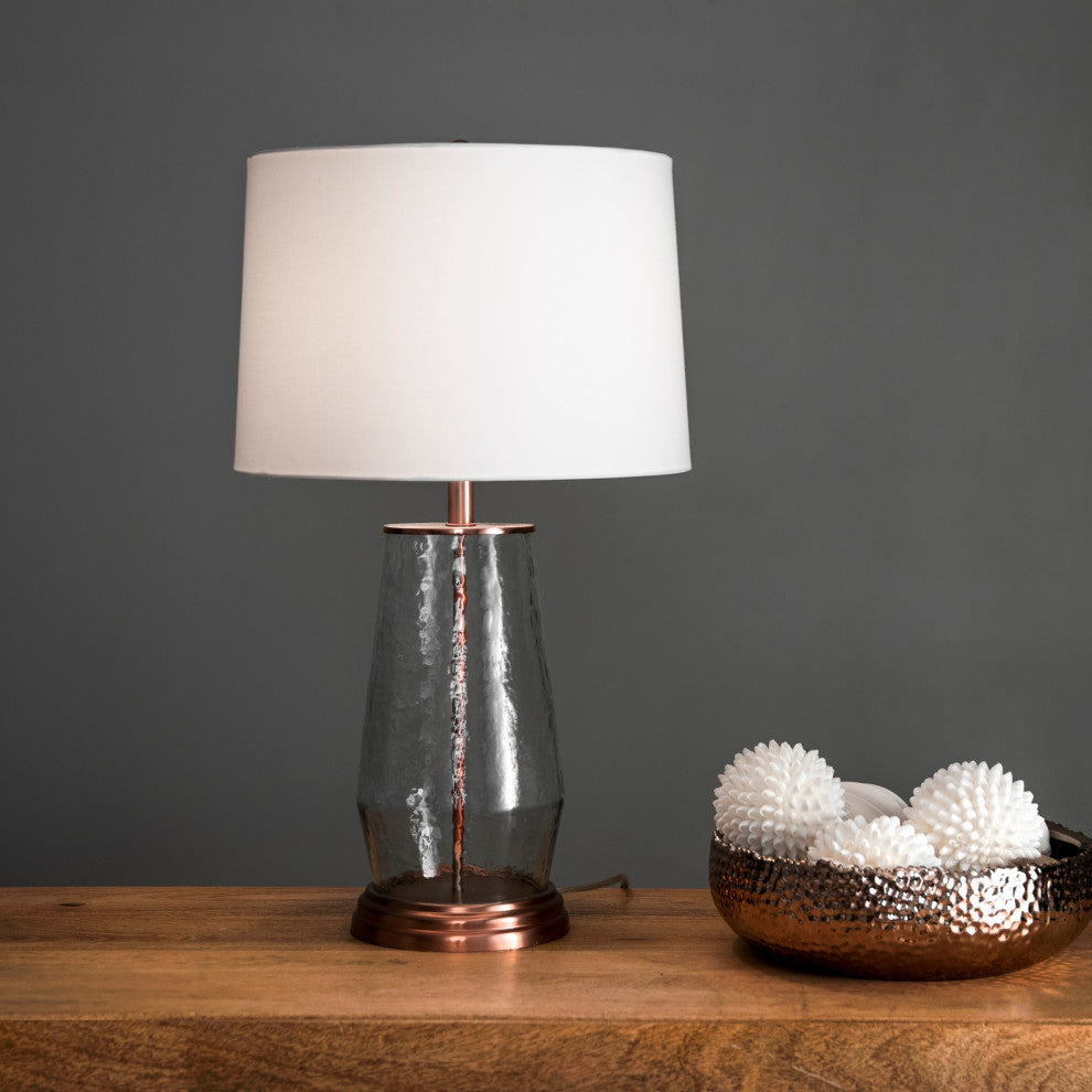 Nuloom 26" Rodney Glass Vase Cotton Shade Bronze, Turn Key Switch Table Lamp