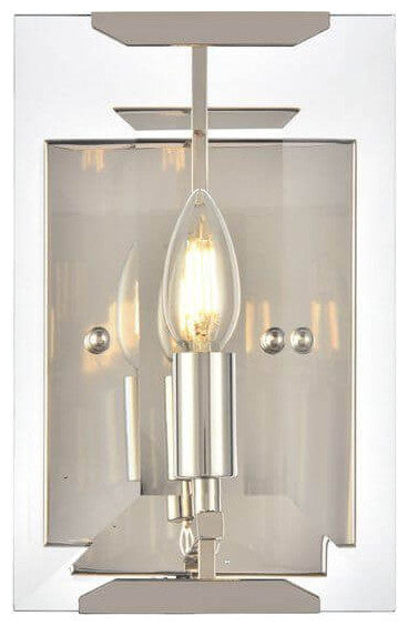 1 Light 10" Tall Polished Nickel Wall Sconce