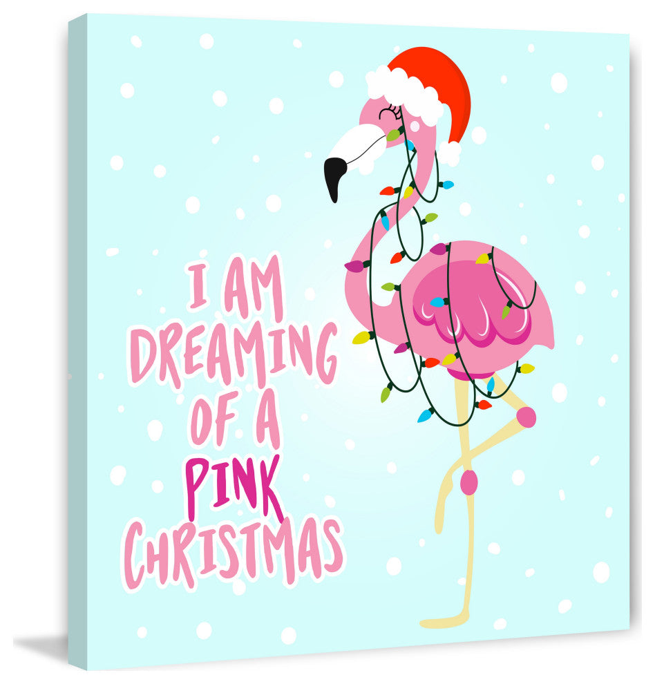 "Pink Christmas" Painting Print on Wrapped Canvas, 24x24