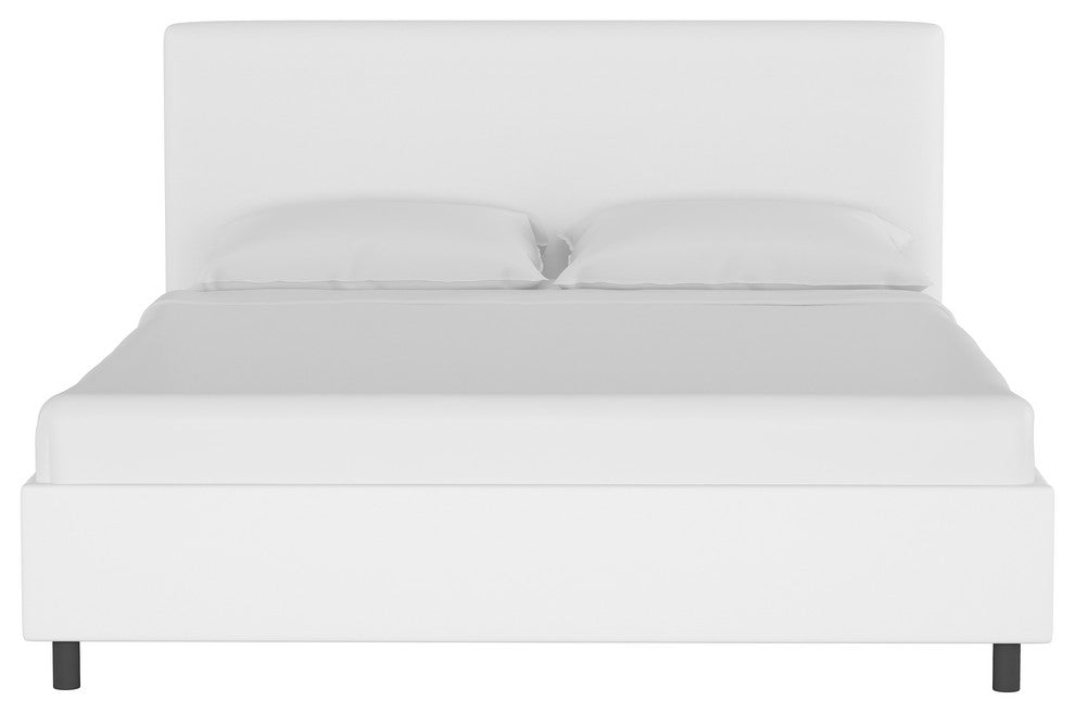 Browder Upholstered Platform Bed, Twill White, Queen