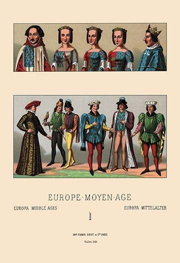 Civil Costumes of the French Nobility, 1364-1461 #2- Fine Art Giclee Print