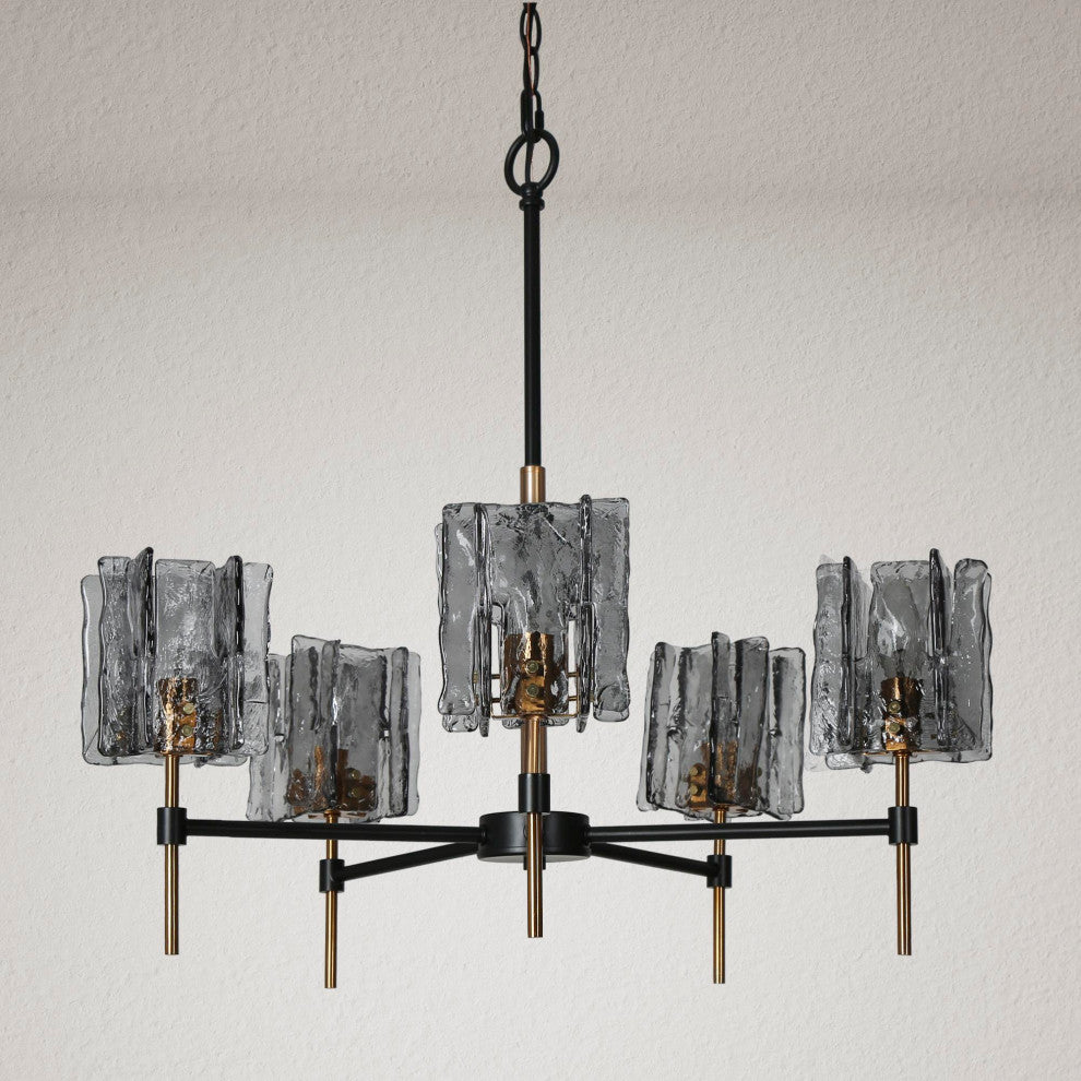 LNC Tucana 5-Light Matte Black and Polished Gold Modern/Contemporary Chandelier