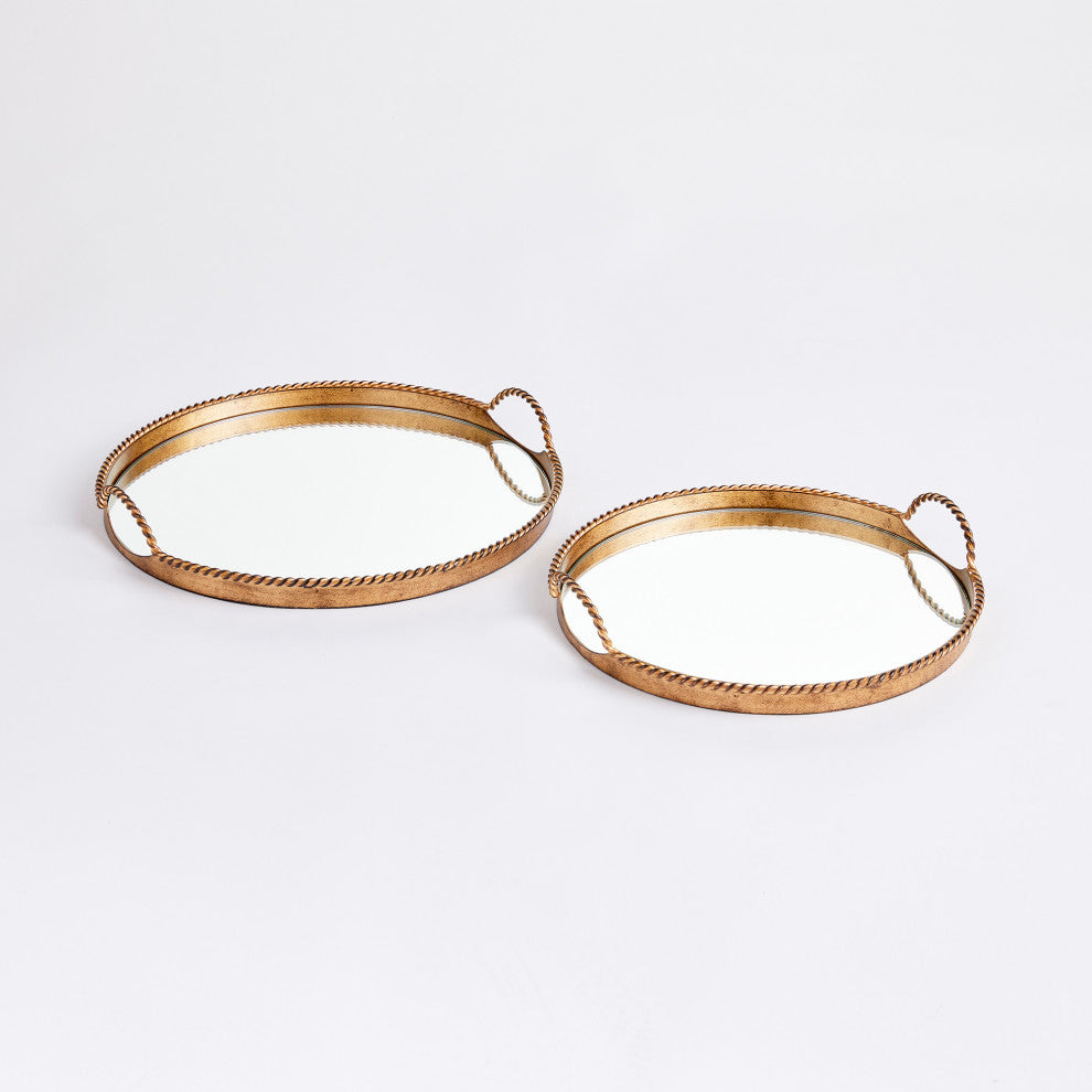 Braiden Decorative Mirrored Trays, Set of 2