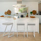 Z Shaped Metal Backless Barstool with Padded Seat, Silver and Gray 3pc