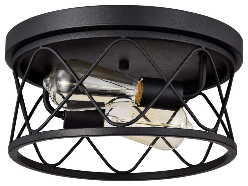 CHLOE Lighting CH2D323BK12-CF2 IRONCLAD 2 Light Black Ceiling Fixture