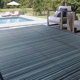 Sheffield Contemporary Stripes, Navy/Aqua, 5'11"x8'11"