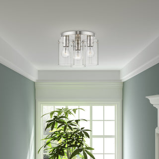 Munich 3 Light Brushed Nickel Flush Mount