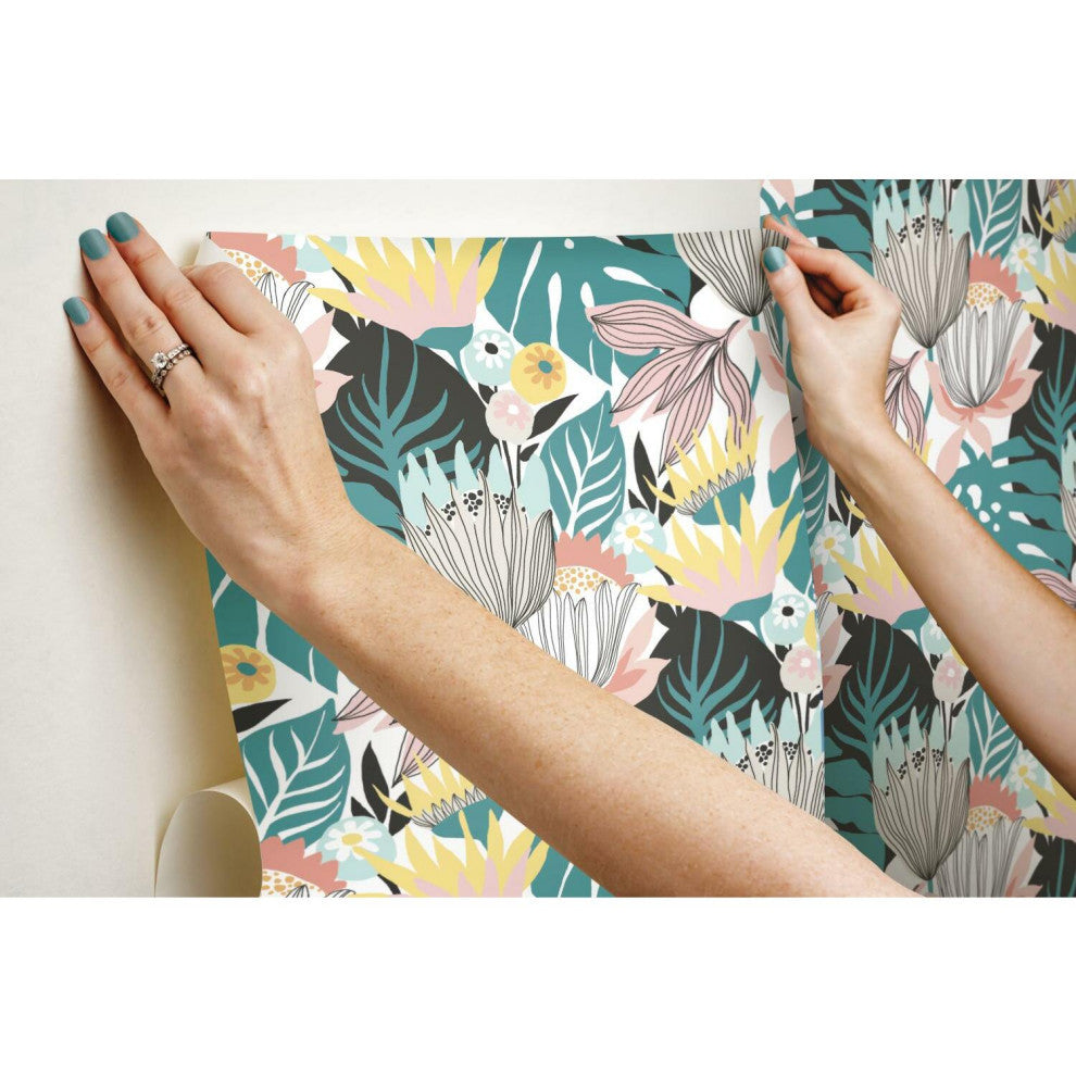 Retro Tropical Leaves Peel & Stick Wallpaper