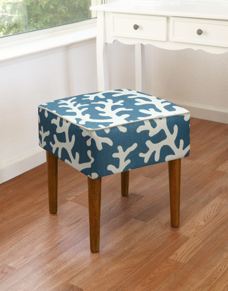 Coral Modern Vanity Stool, Navy