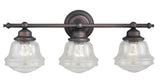 Huntley 3L Vanity Clear Glass Oil Rubbed Bronze