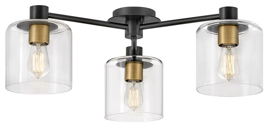 Hinkley Axel 3-Light Large Semi-Flush Mount 4514BK, Black