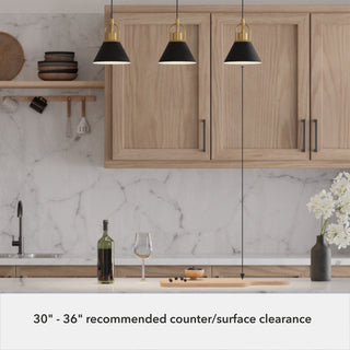 Carrington Isle Luxe Gold and Flat Matte Black 3 Light Pendant Cluster