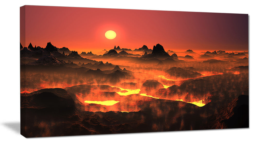 Burning Volcano Country, Landscape Canvas Art Print, 40x20