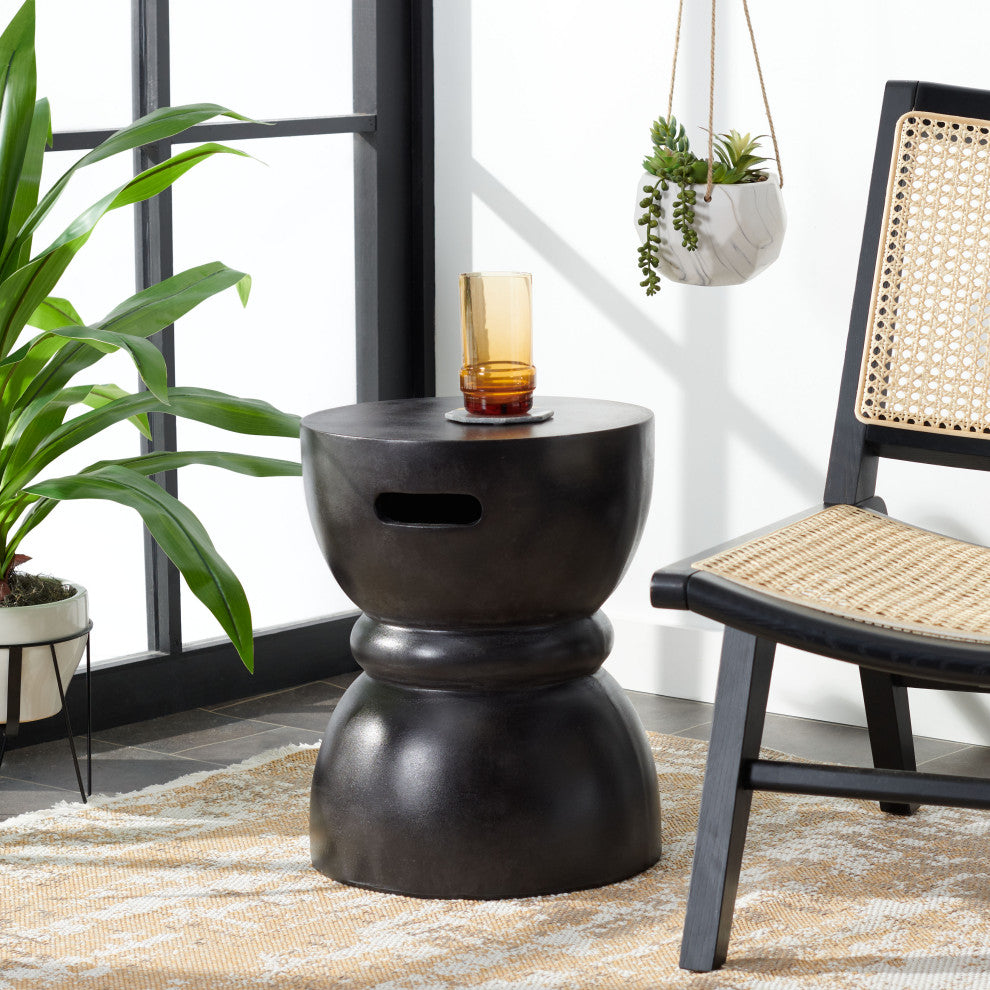 Safavieh Haruki Concrete Accent Stool, Black