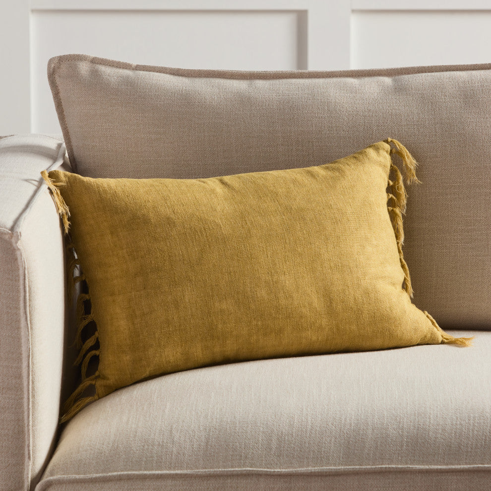 Jaipur Living Majere Solid Citron Down Pillow 13"X21" Lumbar