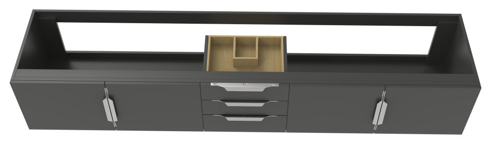 CastelloUSA Alpine 84" Wall Mounted Vanity, Base Only, Black, Chrome Handles