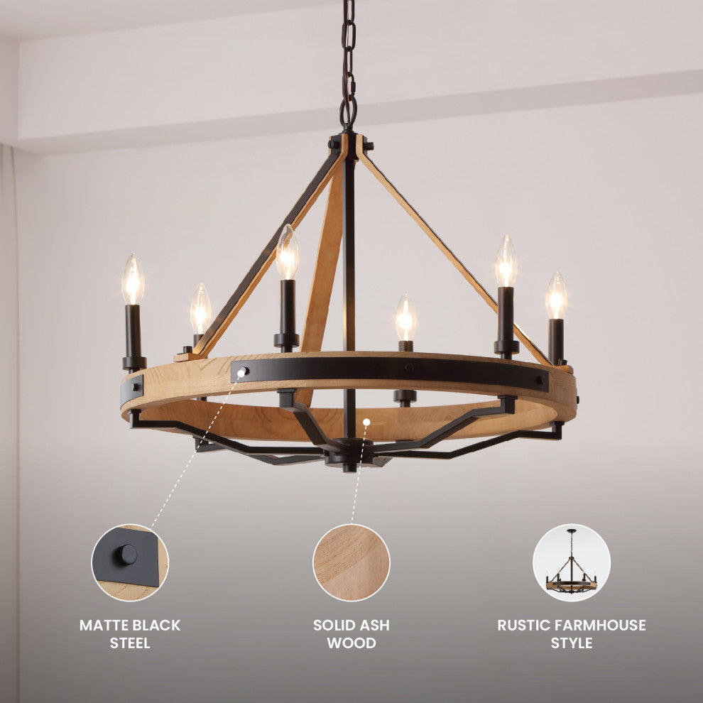 Savannah 6 Light Chandelier Matte Black