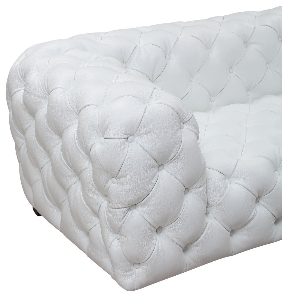 Divani Casa Dexter Transitional White Full Italian Leather 4 Seater Sofa
