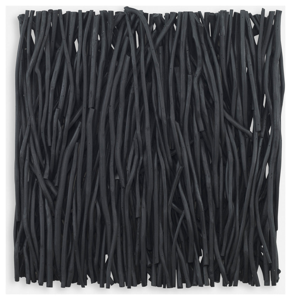 Uttermost Gathered Teak Square Black Wood Wall Decor