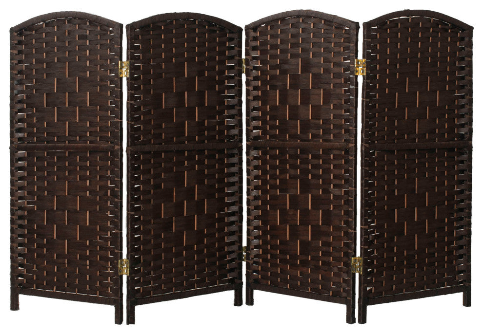 3 ft. Short Diamond Weave Fiber Room Divider Dark Mocha 4 Panel