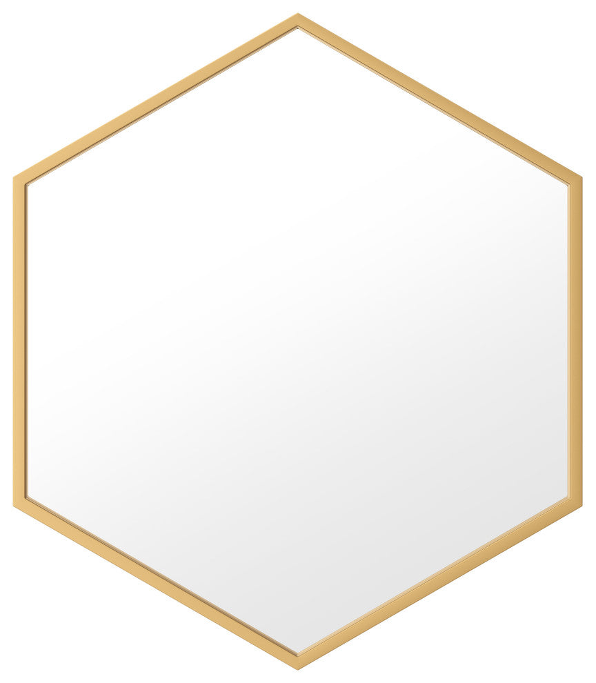 Delta 28" Gold Hexagonal Metal Frame Mirror