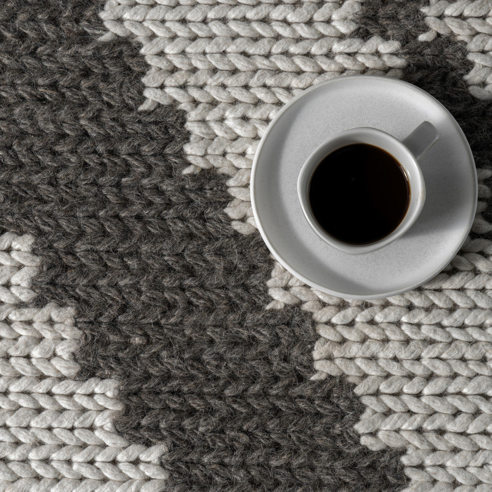 Eighty-Eight Wool Area Rug, Dark Grey 5' x 8'