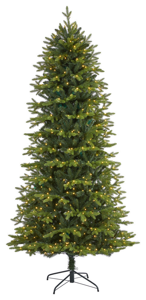 8' Belgium Fir Natural Look Artificial Christmas Tree With 650 Clear LED Lights