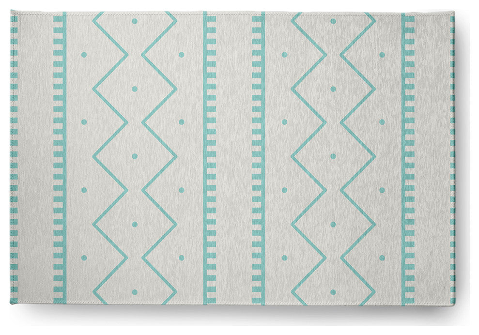 Mudcloth Spring Chenille Rug, Light Blue, 2'x3'