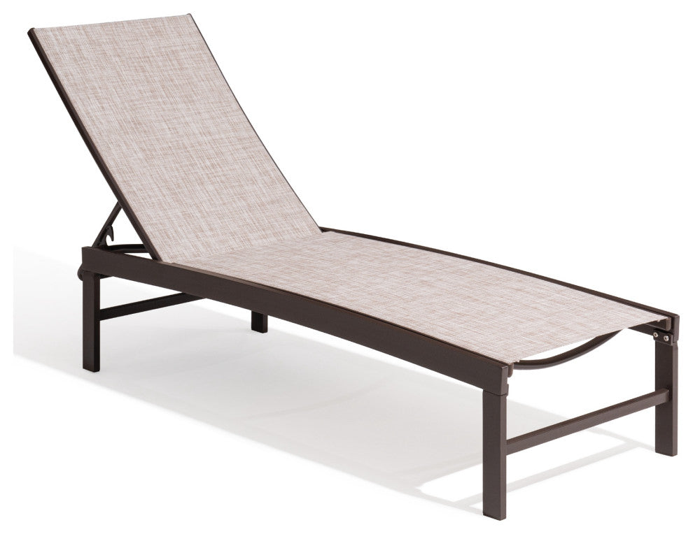 Outdoor Patio Aluminum Five-Position Adjustable Chaise Lounge Chair, Beige