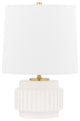 Kalani 1-Light Table Lamp, Matte White, White Belgian Linen Shade